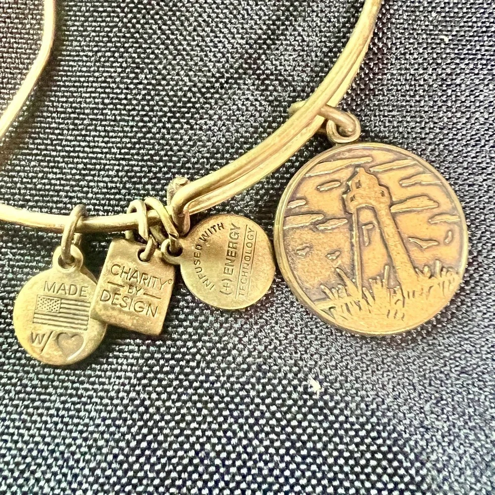 Alex‎ & Ani Expandable Charm Bangles Lot Of 3 Mixed Metals Wear Patina Stack